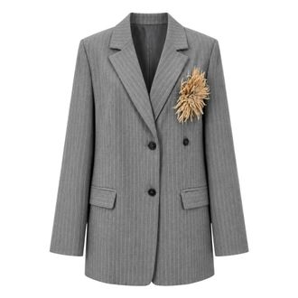 PDR Phisique Du Role Blazer Doppiopetto a Righe - - Jackets - Donna - Grigio - M