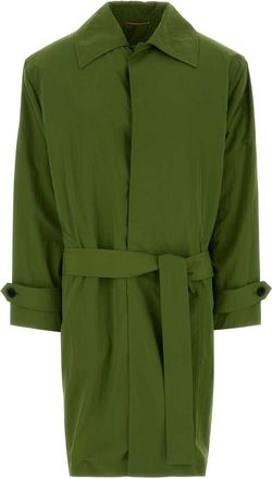 Saint Laurent Womens Green Nylon Trench Coat - Dark Green - Size EU 38 (Womens)
