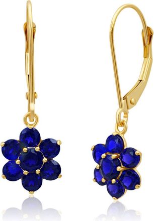 MAX + STONE Solid 14K Yellow or White Gold Gemstone Flower Shape Dangle Earrings
