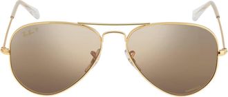 Ray-Ban Ray Ban Aviator Chromance Polarized Silver/Brown Pilot Unisex Sunglasses RB3025 9196G5 55