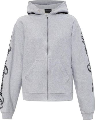 Balenciaga Sweatshirt met logo - Dames - Vesten met rits - Grijs - S - Katoen - Hoodies & sweatvesten
