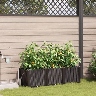 Berkfield Home Garden Planters with Water Irrigation System 3 pcs Brown