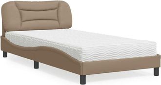 vidaXL Cama Con Colch&oacute;n Cuero Sint&eacute;tico Capuchino 100x200 Cm Vidaxl