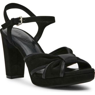 Anne Klein Verde Ankle Strap Platform Sandal in Black Sued at Nordstrom, Size 8.5