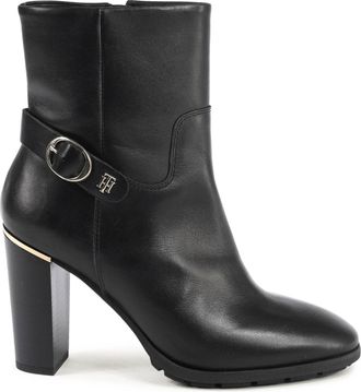 Tommy Hilfiger Womens Ankle Boots Buckle Accent - Black Leather - Size EU 41