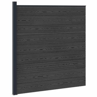 vidaXL Panel De Valla Wpc Y Aluminio Negro Vidaxl