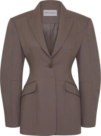Rebecca Vallance Blazer monopetto Noah con maniche a palloncino - Marrone
