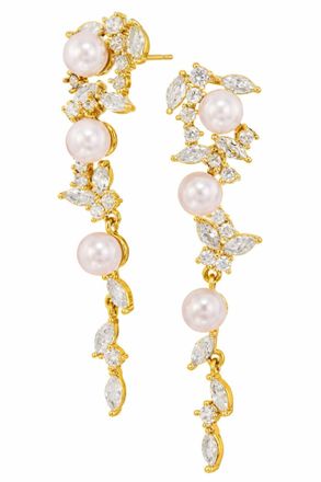 Savvy Cie Jewels CASCADING FAUX PEARLS EARRINGS