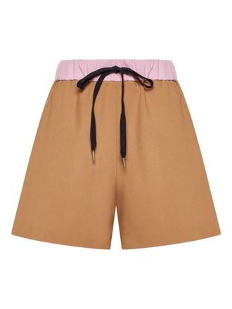 Blanca Vita Zijden shorts met elastische tailleband - Beige