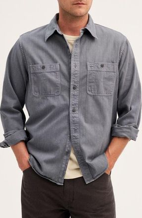 Madewell Cotton Button-Up Work Shirt in Chalked Midnight at Nordstrom, Size Xx-Large