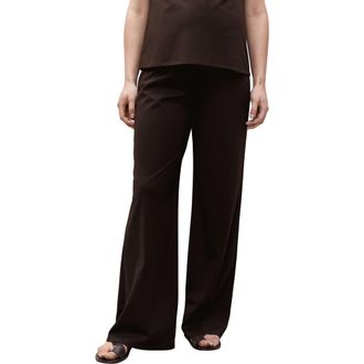 Mango Fine Knit Wide Leg Maternity Pants in Chocolate at Nordstrom Rack, Size Small