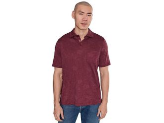 Johnston & Murphy Evans Jacquard Polo Mens Clothing Burgundy Paisley : 3XL, Cotton/Polyester