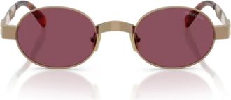 Miu Miu Gold Metal R&eacute;tro Oval Sunglasses