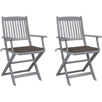 vidaXL Sedie da Giardino Pieghevoli 2pz con Cuscini in Massello Acacia vidaXL