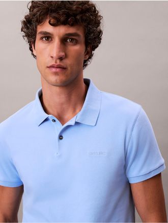 Calvin Klein Mens Liquid Touch Polo Shirt - Blue - XS