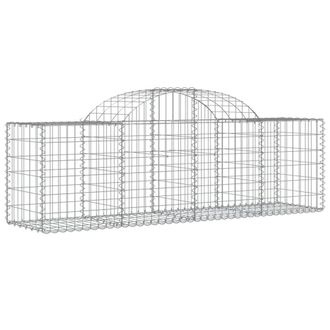 Berkfield Home Decorative Arched Gabion Baskets 30 pcs 200x50x60/80 cm Galvanise in Silver