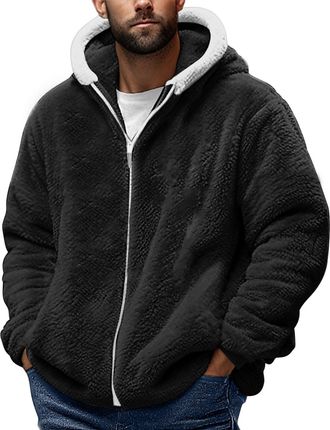 Generic Yolimok Teddy Fleece Jacket Mens Womens, Full Zip Up Hoodies Long Sleeve Sherpa Fleece Winter Coats Fluffy Warm Jackets Thick Plush Oversized Hoodie T