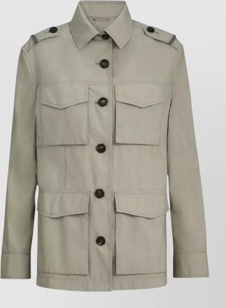 Brunello Cucinelli cotton jacket pockets collar epaulettes buttons