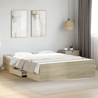 vidaXL Cama Con Cajones Madera Ingenier&iacute;a Roble Sonoma 150x200 Cm Vidaxl