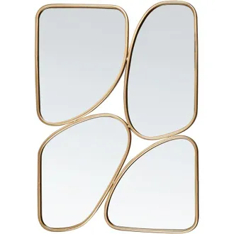Beliani Espejo decorativo de pared estilo glamour decoración colgante 70 x 100 cm dorado Diancey