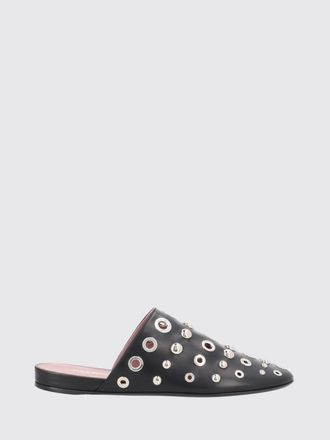 Premiata Calf Leather Flat Mules with Studs and Metal Eyelets