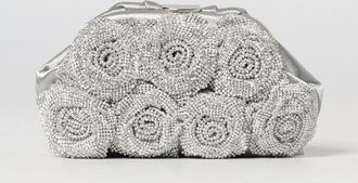Twentyfourhaitch Clutch Manila in raso con cristalli a fiore