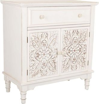 Wanderlust Deco Recibidor de madera de 1 caj&oacute;n y 2 puertas Blanco 73x36.5x78h cm