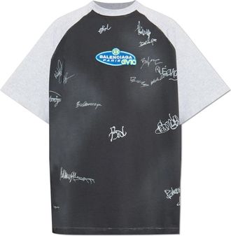 Balenciaga T-shirt met een patch - Heren - T-shirts - Grijs - L - Katoen - Tops