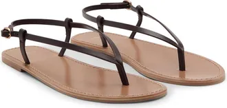 Mango Ankle Strap Thong Sandal in Burgundy at Nordstrom, Size 41