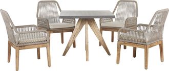 Beliani Conjunto De Jard&iacute;n Mesa Cemento Reforzado Gris Claro Cuadrada Sillas Beige Moderno Olbia