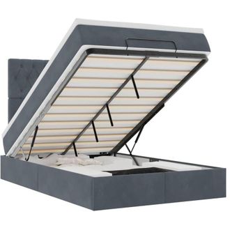 vidaXL Vidaxl - Estructura De Cama Otomana Colchones Terciopelo Gris Oscuro
