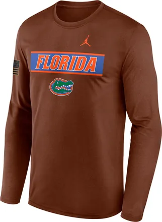 Nike Mens Florida 2026 Military Appreciation Legend Jordan Brand Dri-FIT College Long-Sleeve T-Shirt in Brown | 0JTJ2GYUFN-VZG