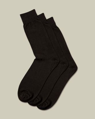 CHARLES TYRWHITT 3 Pair Cotton Rich Multipack Socks - Black Size 10.5-13 by Charles Tyrwhitt