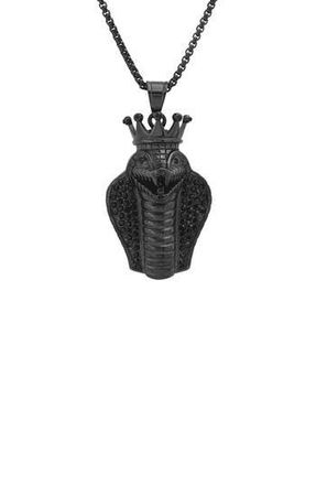 HMY Jewelry Black IP Stainless Steel CZ Snake Pendant Necklace at Nordstrom Rack