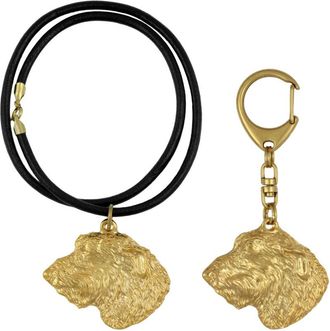 OEM Irish Wolfhound I - Llavero Y Collar Con Perro En Caja, Producto Ba&ntilde;ado En Oro De Alta Calidad, Marca Art-dog