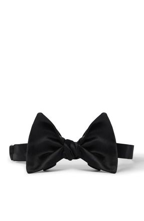 Brunello Cucinelli Cotton and silk satin bow tie in Black at Nordstrom
