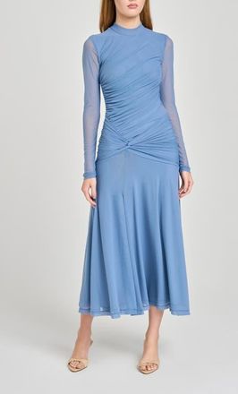 Wayf Selene Ruched Long Sleeve Dress in Slate at Nordstrom, Size X-Small