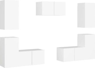 vidaXL 7 Piece TV Cabinet Set White Engineered Wood vidaXL