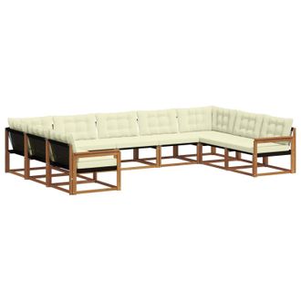 vidaXL Conjunto De Sof&aacute;s De Exterior 9 Uds. Natural Y Crema Vidaxl