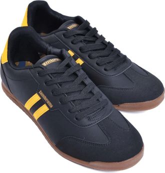 Lambretta Tackle Mens Black/Gold Trainers - Size UK 10