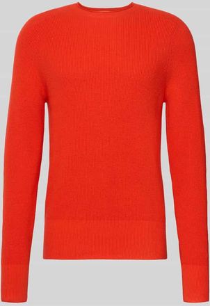 FTC Strickpullover aus Baumwoll-Kaschmir-Mix mit gerippten Abschl&uuml;ssen in Rot, Gr&ouml;&szlig;e 48