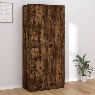 vidaXL Armario Madera Contrachapada Color Roble Ahumado 90x52x200 Cm Vidaxl