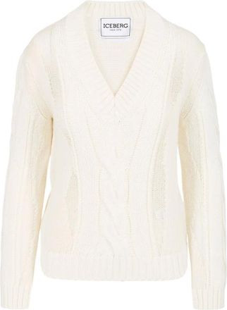 Iceberg Truien & Vesten, Dames, Beige, XS, Wol, V-hals Trui