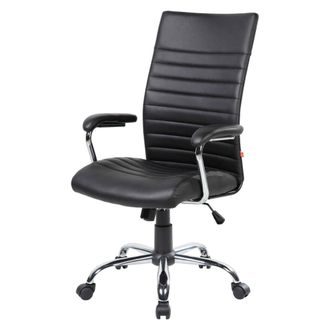 Dmora Silla De Oficina Ddim, Sill&oacute;n Presidencial Con Reposabrazos, Silla De Oficina Ergon&oacute;mica, 63x65h108/118 Cm, Negro - Dmora