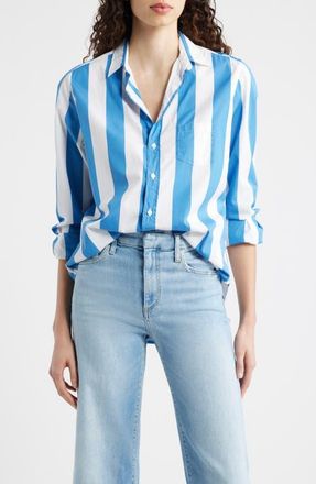 Frank & Eileen Eileen Relaxed Button-Up Shirt in Wide Blue at Nordstrom, Size Xx-Small