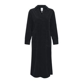 Part Two Midi Dresses, female, Blue, Size: 2XS Dark Navy Checkered Dress with V-Neck