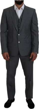 Dolce & Gabbana Grijze Martini 3-delig Slim Fit Pak - Heren - Business pakken - Grijs - XL - Rayon - Kostuums