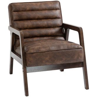 HOMCOM Butaca de sal&oacute;n 64x86x79 cm marr&oacute;n