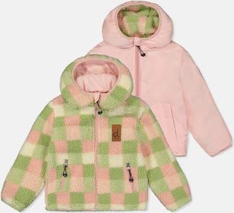 Deux par Deux Reversible Fleece Mid-Season Hooded Jacket in Pale Dusty Pink at Nordstrom, Size 18M