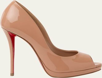 Christian Louboutin 120mm Lady Z Patent Leather Peep-Toe Pumps
